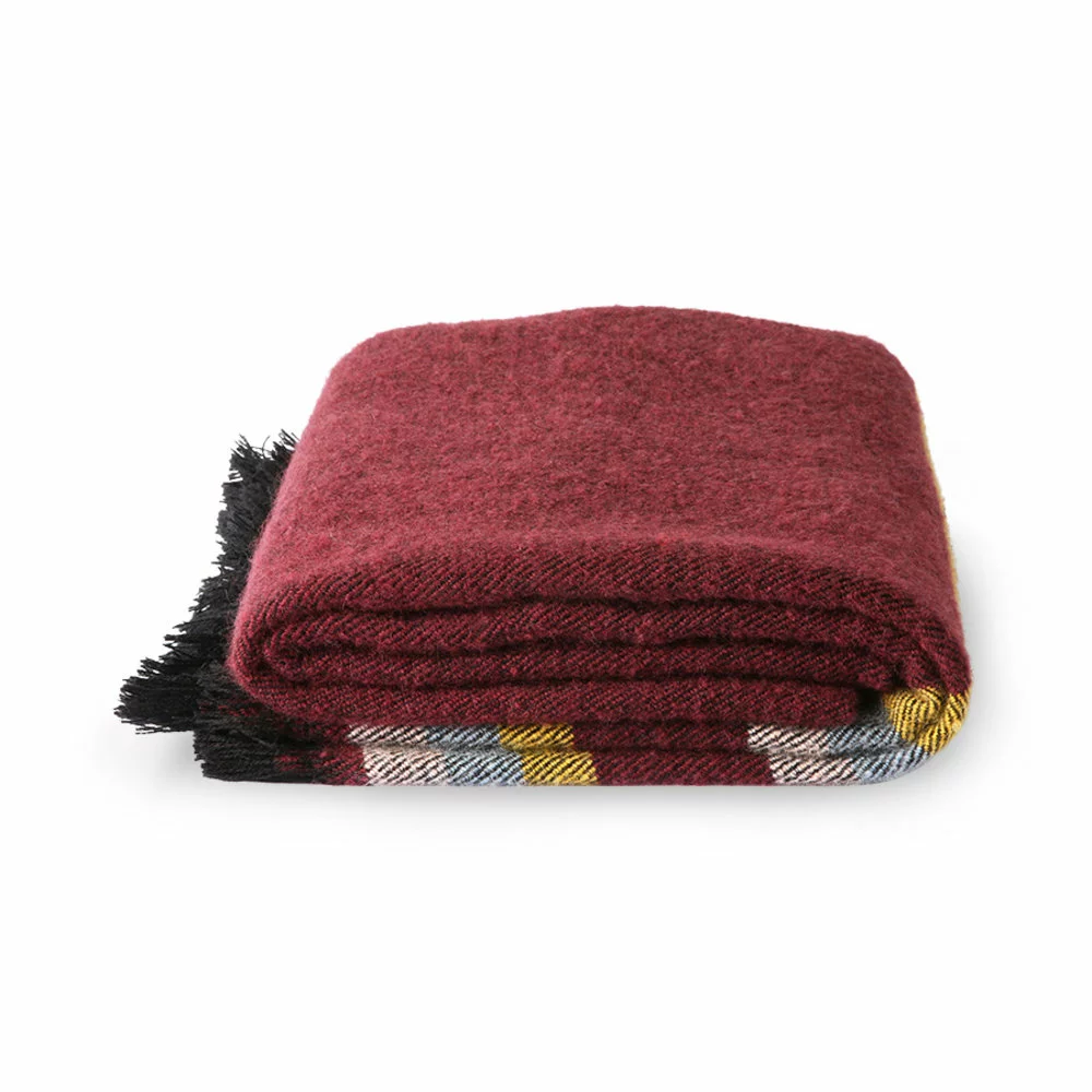 HKliving Fluffy Plaid DORIS - Burgundy 130x170cm 4 HKliving Fluffy Plaid DORIS - Burgundy 130x170cm - Afbeelding 2