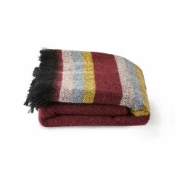 HKliving Fluffy Plaid DORIS - Burgundy 130x170cm