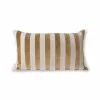HKliving Gestreept Velvet Kussen - Bruin/naturel 30x50cm