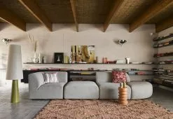 HKliving Satijn/velvet Kussen 50x35cm - Oranje/blauw -TEXTIEL Winkel hkliving satijn velvet kussen 50x35cm oranje blauw 2