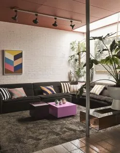 HKliving Satijn/velvet Kussen 50x35cm - Oranje/blauw -TEXTIEL Winkel hkliving satijn velvet kussen 50x35cm oranje blauw 3