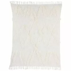 HKliving Sprei Met Franjes Wit -TEXTIEL Winkel hkliving sprei met franjes wit 2