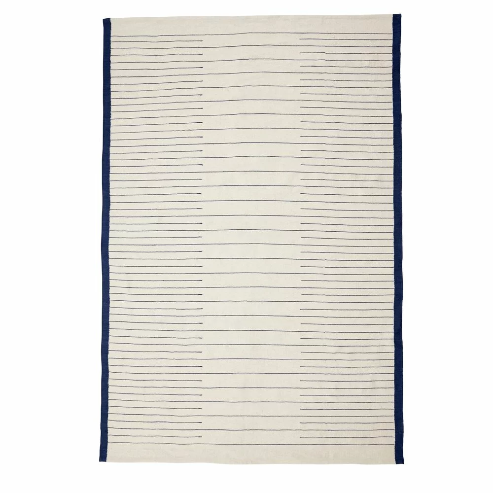 Hubsch Geweven Vloerkleed - Blauw/wit 3 Hubsch Geweven Vloerkleed - Blauw/wit