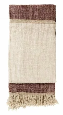 Nordal Bedsprei Met Franjes Linnen - Burgundy/roze