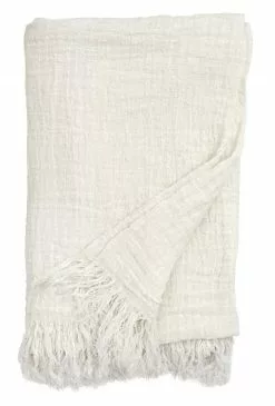 Nordal Bedsprei Met Franjes Linnen - Wit