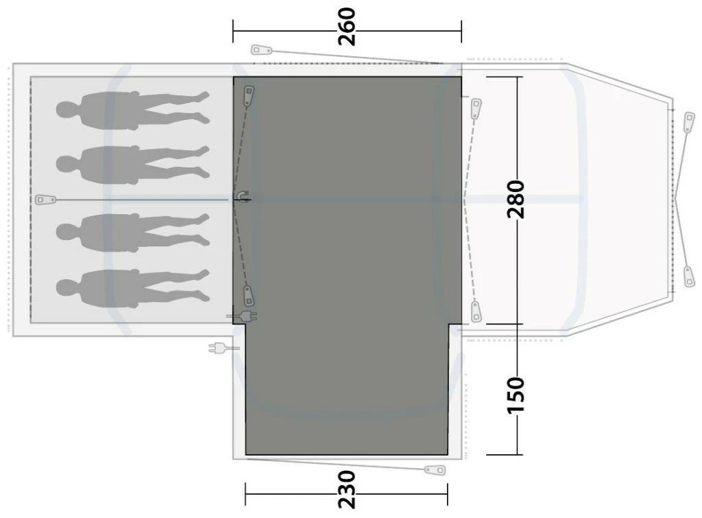 Outwell Airville 4SA Flat Woven Carpet (430 X 275 Cm) Afmeting: 260 X 450 Cm 4 Outwell Airville 4SA Flat Woven Carpet (430 X 275 Cm) Afmeting: 260 X 450 Cm - Afbeelding 2